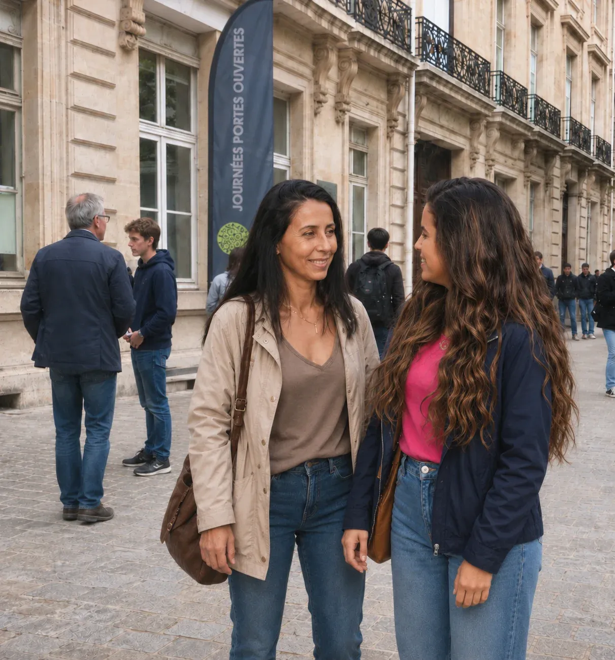 Parent et étudiant à une journée portes ouvertes